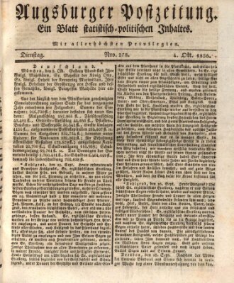 Augsburger Postzeitung Dienstag 4. Oktober 1836