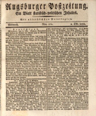 Augsburger Postzeitung Mittwoch 5. Oktober 1836