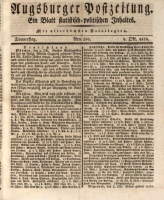 Augsburger Postzeitung Donnerstag 6. Oktober 1836