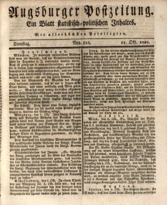 Augsburger Postzeitung Dienstag 11. Oktober 1836
