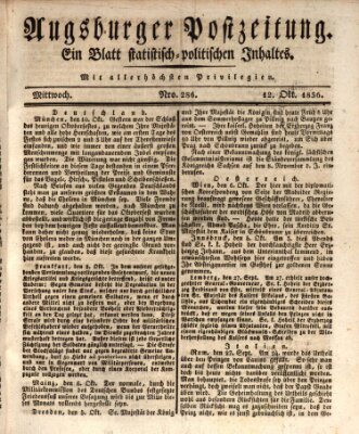 Augsburger Postzeitung Mittwoch 12. Oktober 1836