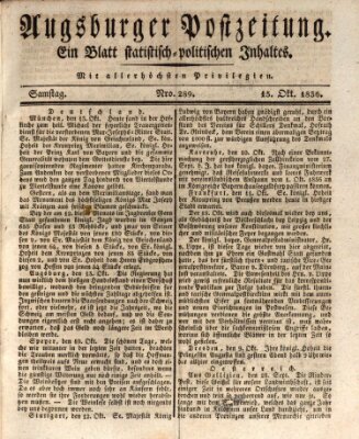 Augsburger Postzeitung Samstag 15. Oktober 1836