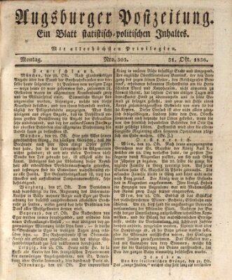 Augsburger Postzeitung Montag 31. Oktober 1836