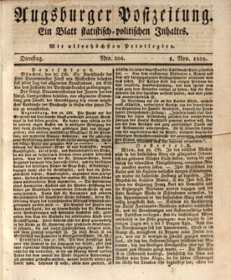 Augsburger Postzeitung Dienstag 1. November 1836