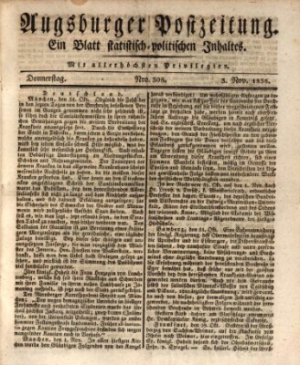 Augsburger Postzeitung Donnerstag 3. November 1836