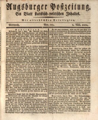 Augsburger Postzeitung Mittwoch 9. November 1836