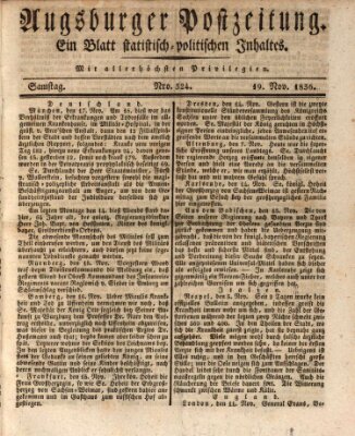 Augsburger Postzeitung Samstag 19. November 1836