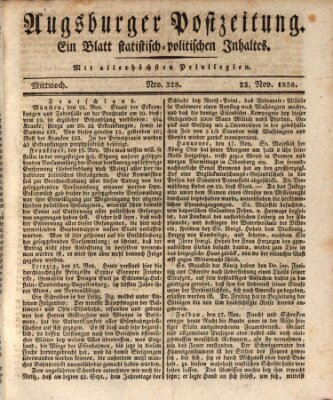 Augsburger Postzeitung Mittwoch 23. November 1836