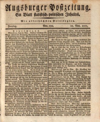 Augsburger Postzeitung Freitag 25. November 1836