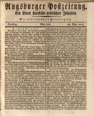 Augsburger Postzeitung Dienstag 29. November 1836