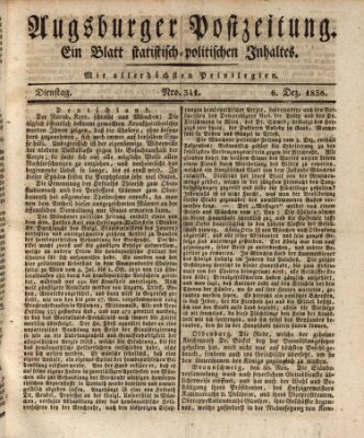 Augsburger Postzeitung Dienstag 6. Dezember 1836