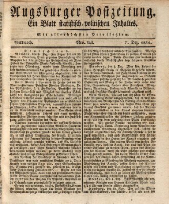 Augsburger Postzeitung Mittwoch 7. Dezember 1836