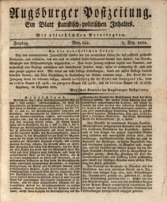 Augsburger Postzeitung Freitag 9. Dezember 1836