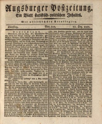 Augsburger Postzeitung Dienstag 13. Dezember 1836