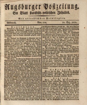 Augsburger Postzeitung Mittwoch 21. Dezember 1836