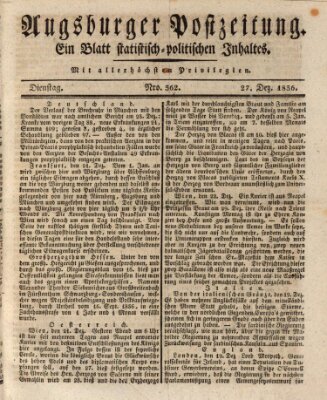 Augsburger Postzeitung Dienstag 27. Dezember 1836