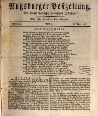 Augsburger Postzeitung Sonntag 1. Januar 1837