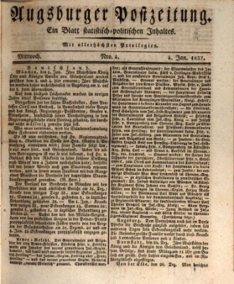 Augsburger Postzeitung Mittwoch 4. Januar 1837