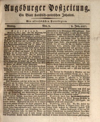 Augsburger Postzeitung Montag 9. Januar 1837