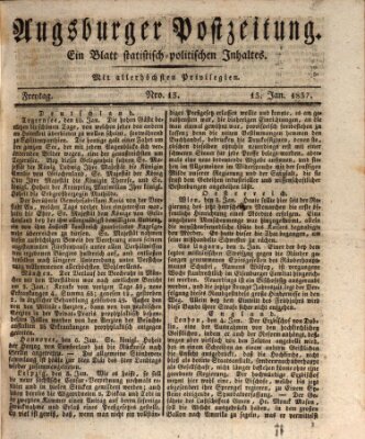 Augsburger Postzeitung Freitag 13. Januar 1837