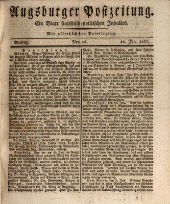 Augsburger Postzeitung Montag 16. Januar 1837