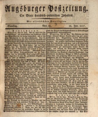 Augsburger Postzeitung Samstag 21. Januar 1837