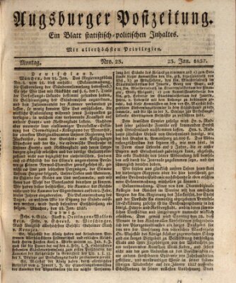 Augsburger Postzeitung Montag 23. Januar 1837