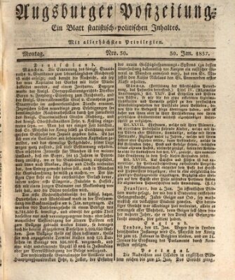 Augsburger Postzeitung Montag 30. Januar 1837