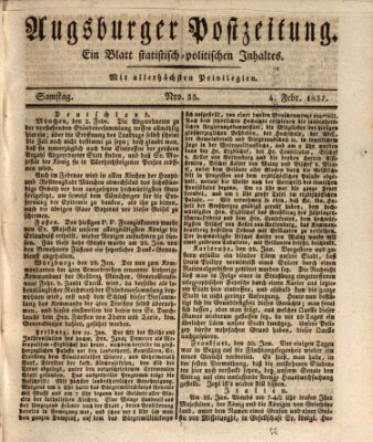 Augsburger Postzeitung Samstag 4. Februar 1837