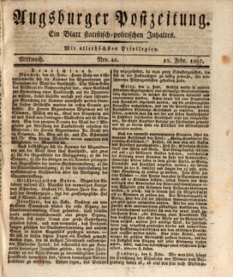 Augsburger Postzeitung Mittwoch 15. Februar 1837