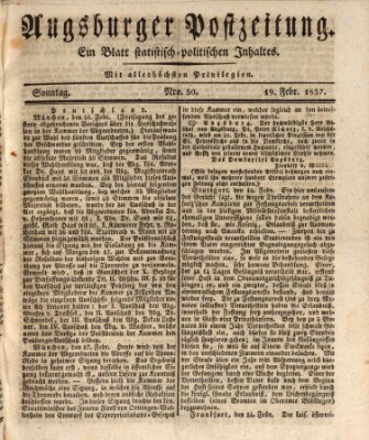 Augsburger Postzeitung Sonntag 19. Februar 1837