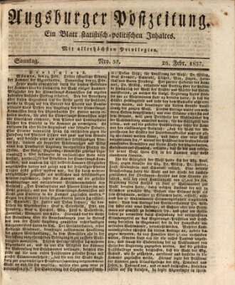 Augsburger Postzeitung Sonntag 26. Februar 1837