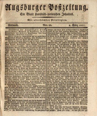 Augsburger Postzeitung Mittwoch 1. März 1837