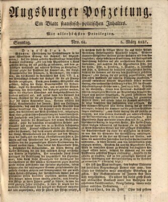 Augsburger Postzeitung Sonntag 5. März 1837