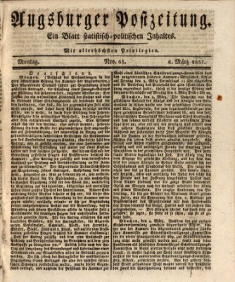 Augsburger Postzeitung Montag 6. März 1837