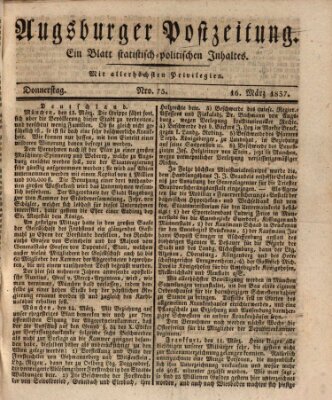 Augsburger Postzeitung Donnerstag 16. März 1837