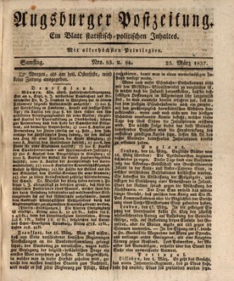 Augsburger Postzeitung Samstag 25. März 1837