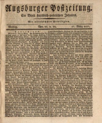 Augsburger Postzeitung Montag 27. März 1837