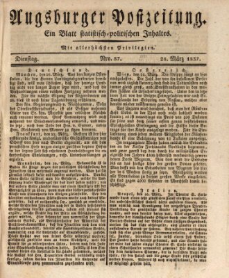 Augsburger Postzeitung Dienstag 28. März 1837