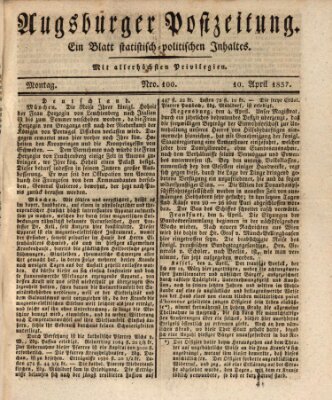 Augsburger Postzeitung Montag 10. April 1837