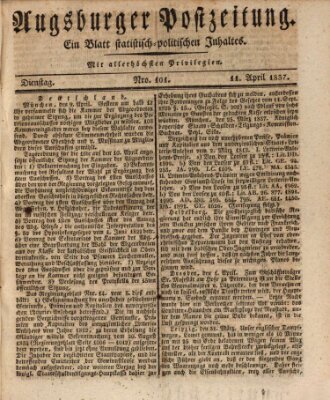 Augsburger Postzeitung Dienstag 11. April 1837