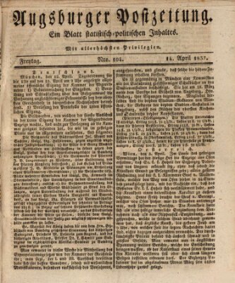 Augsburger Postzeitung Freitag 14. April 1837