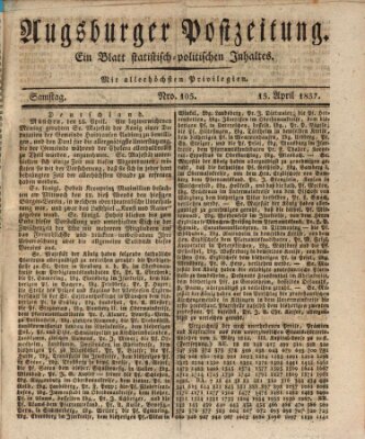 Augsburger Postzeitung Samstag 15. April 1837