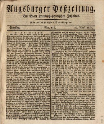 Augsburger Postzeitung Samstag 29. April 1837