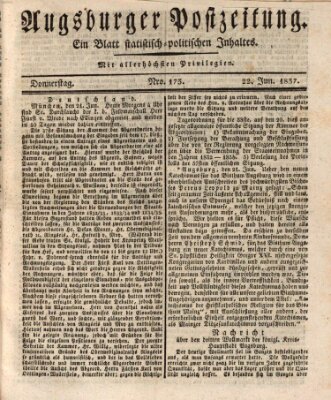 Augsburger Postzeitung Donnerstag 22. Juni 1837