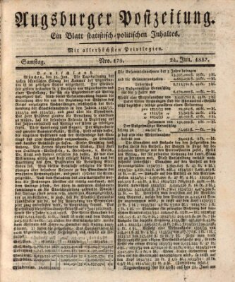 Augsburger Postzeitung Samstag 24. Juni 1837