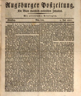 Augsburger Postzeitung Dienstag 4. Juli 1837