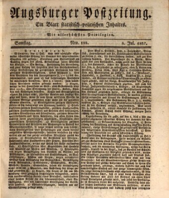 Augsburger Postzeitung Samstag 8. Juli 1837