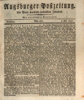 Augsburger Postzeitung Sonntag 9. Juli 1837