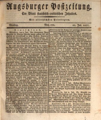 Augsburger Postzeitung Montag 10. Juli 1837